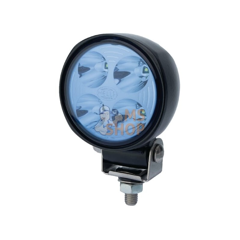 Phare de travail LED, 800 lm, rond, 12/24 V, bleu, à boulonner, 110,4 mm, 4 LED, Hella | HELLA Phare de travail LED, 800 lm, ron