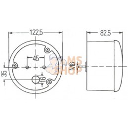 Feu de stop rond, 12/24V, rouge, à boulonner, Ø 122,5mm, Hella | HELLA Feu de stop rond, 12/24V, rouge, à boulonner, Ø 122,5mm, 