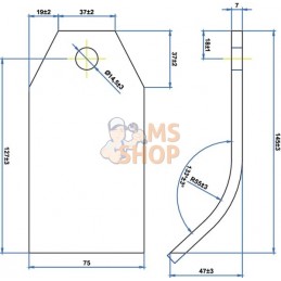 Fléau 75x7x145D13,5 p/Taarup | KRAMP Fléau 75x7x145D13,5 p/Taarup | KRAMPPR#596274