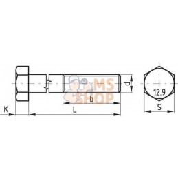 Boulon hexagonal pas fin partiellement fileté M14x1,5x55 12.9 noir | KRAMP Boulon hexagonal pas fin partiellement fileté M14x1,5