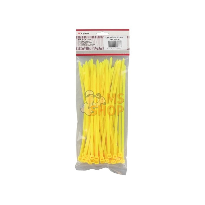 50 serre-câbles 4,8x200mm jaune,50pcs | KRAMP 50 serre-câbles 4,8x200mm jaune,50pcs | KRAMPPR#508154