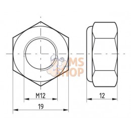 Ecrou hexagonal autobloquant à bague nylon DIN985 M12x1.75 Kramp | KRAMP Ecrou hexagonal autobloquant à bague nylon DIN985 M12x1