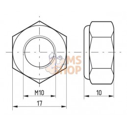 Ecrou hexagonal autobloquant à bague nylon DIN985 M10x1.50 Kramp | KRAMP Ecrou hexagonal autobloquant à bague nylon DIN985 M10x1