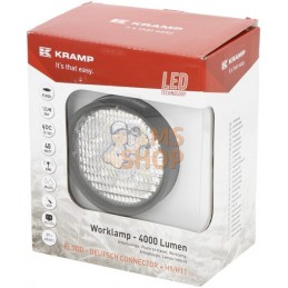 Phare de travail LED 4000lm, rond, blanc, 10/30 V, 84x126x71.8mm, prise AMP, 4 LED, 360 degrés, Kramp | KRAMP Phare de travail L
