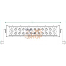 Barre lumineuse de travail LED, 72W, 6120lm, rectangulaire, 12/24V, blanc, 343x57mm prise Deutsch, Combo, 24 LED, Kramp | KRAMP 