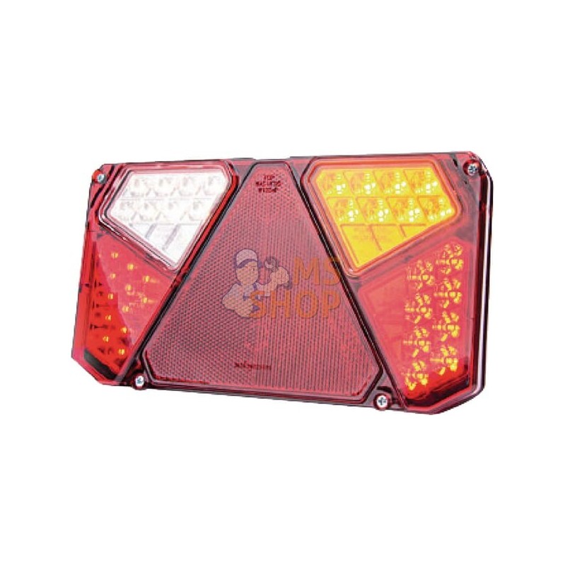 Feu arrière LED rectangulaire droit, 12-24V, 242x134x36.5mm, 7 fiches Kramp | KRAMP Feu arrière LED rectangulaire droit, 12-24V,