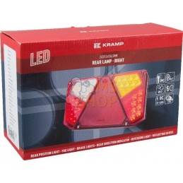 Feu arrière LED rectangulaire droit, 12-24V, 242x134x36.5mm, 7 fiches Kramp | KRAMP Feu arrière LED rectangulaire droit, 12-24V,