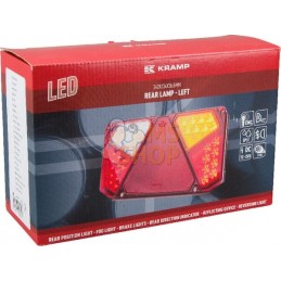 Feu arrière LED rectangle gauche 12-24V, 242x134x36.5mm, 7-fiches, Kramp | KRAMP Feu arrière LED rectangle gauche 12-24V, 242x13