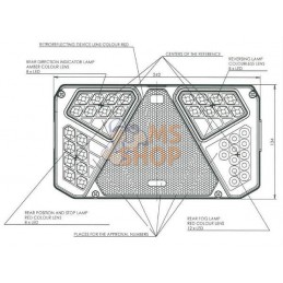 Feu arrière LED rectangle gauche 12-24V, 242x134x36.5mm, 7-fiches, Kramp | KRAMP Feu arrière LED rectangle gauche 12-24V, 242x13