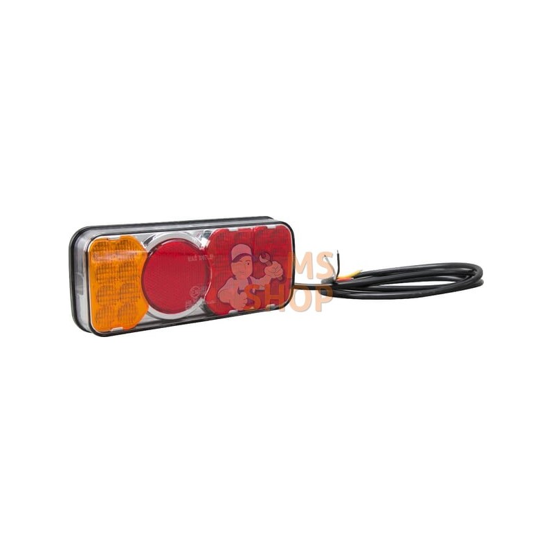 Feu arrière multifonction LED, rectangulaire, 12-24V, 200.5x85x40mm Kramp | KRAMP Feu arrière multifonction LED, rectangulaire, 