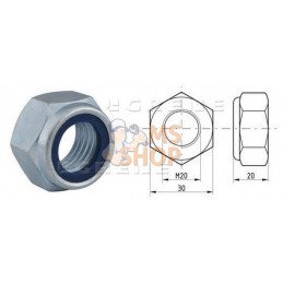 Ecrou hexagonal autobloquant à bague nylon DIN985 M20x2.50 Kramp | KRAMP Ecrou hexagonal autobloquant à bague nylon DIN985 M20x2