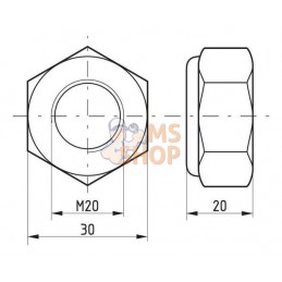 Ecrou hexagonal autobloquant à bague nylon DIN985 M20x2.50 Kramp | KRAMP Ecrou hexagonal autobloquant à bague nylon DIN985 M20x2