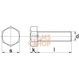 Boulon hexagonal entièrement fileté M8x20 8.8 zing | KRAMP Boulon hexagonal entièrement fileté M8x20 8.8 zing | KRAMPPR#509608