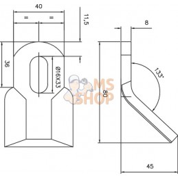 Fléau 45x8x80 d16x33 utilisable pour Ferri | KRAMP Fléau 45x8x80 d16x33 utilisable pour Ferri | KRAMPPR#882566