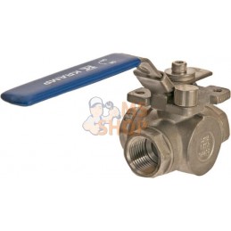 Vanne à boisseau sphérique 3 voies T 1/2" acier inoxydable | KRAMP Vanne à boisseau sphérique 3 voies T 1/2" acier inoxydable | 