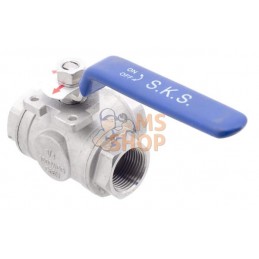 Vanne à boisseau sphérique 3 voies T 3/4" acier inoxydable | KRAMP Vanne à boisseau sphérique 3 voies T 3/4" acier inoxydable | 