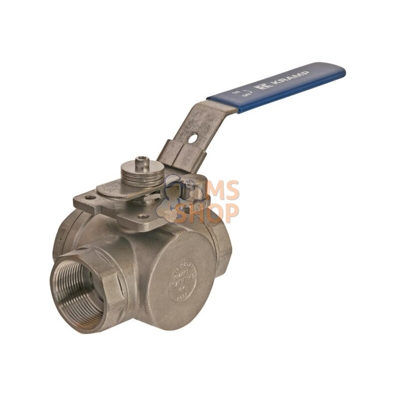 Vanne à boisseau sphérique 3 voies L 1 1/2" acier inoxydable | KRAMP Vanne à boisseau sphérique 3 voies L 1 1/2" acier inoxydabl Vanne à boisseau sphérique 3 voies L 1 1/2" acier inoxydable | KRAMP Vanne à boisseau sphérique 3 voies L 1 1/2" acier inoxydabl
