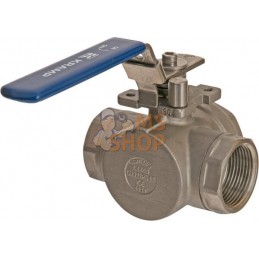 Vanne à boisseau sphérique 3 voies L 1 1/4" acier inoxydable | KRAMP Vanne à boisseau sphérique 3 voies L 1 1/4" acier inoxydabl