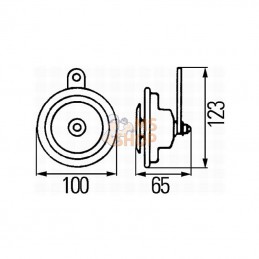 3AL922300207; HELLA; Klaxon M100, 42W, 12V; pièce detachée