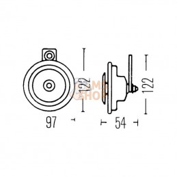 3AL002952837; HELLA; Klaxon 12V; pièce detachée