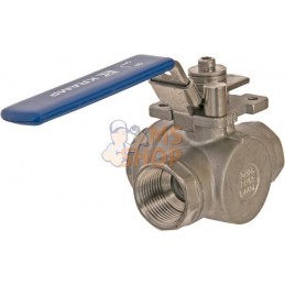Vanne à boisseau sphérique 3 voies T 1" acier inoxydable | KRAMP Vanne à boisseau sphérique 3 voies T 1" acier inoxydable | KRAM