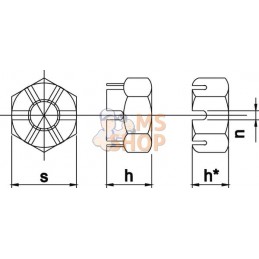 Ecrou hexagonal à créneaux DIN935 M27x1.50 a | KRAMP Ecrou hexagonal à créneaux DIN935 M27x1.50 a | KRAMPPR#727052