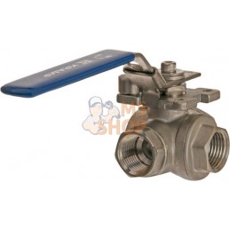 Vanne à boisseau sphérique 3 voies L 1/2" acier inoxydable | KRAMP Vanne à boisseau sphérique 3 voies L 1/2" acier inoxydable | 