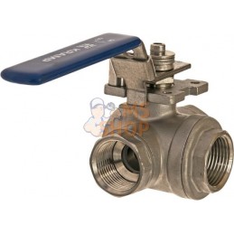 Vanne à boisseau sphérique 3 voies L 1" acier inoxydable | KRAMP Vanne à boisseau sphérique 3 voies L 1" acier inoxydable | KRAM