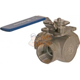 Vanne à boisseau sphérique 3 voies T 1 1/2" acier inoxydable | KRAMP Vanne à boisseau sphérique 3 voies T 1 1/2" acier inoxydabl