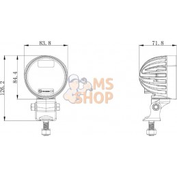  Lampe de travail LED, 40W, 4000lm, ronde, blanche, 10/30 V, 84x126x71.8mm, prise AMP, faisceau spot, 4 LED, 360 degrés, Kramp |