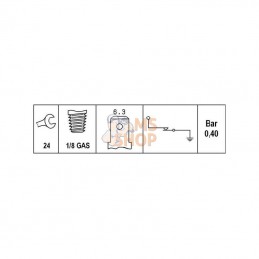 6ZF007392001; HELLA; Sonde de pression d'huile 1/8" GAS Hella; pièce detachée