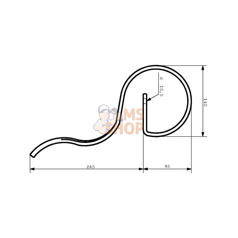 Dent à ressort 25x8x340mm sans pointe adaptable pour Rau et Kverneland | KVERNELAND / RAU Dent à ressort 25x8x340mm sans pointe Dent à ressort 25x8x340mm sans pointe adaptable pour Rau et Kverneland | KVERNELAND / RAU Dent à ressort 25x8x340mm sans pointe