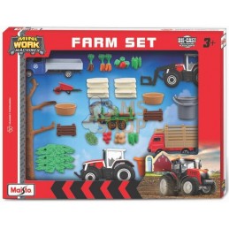 Ensemble de jeux pour super ferme Massey Ferguson avec mini-machines de travail | MAISTO Ensemble de jeux pour super ferme Masse