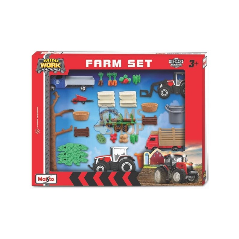 Ensemble de jeux pour super ferme Massey Ferguson avec mini-machines de travail | MAISTO Ensemble de jeux pour super ferme Masse