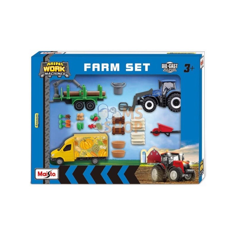 Set de jeu pour tracteur agricole New Holland mini work machines (12x) | MAISTO Set de jeu pour tracteur agricole New Holland mi