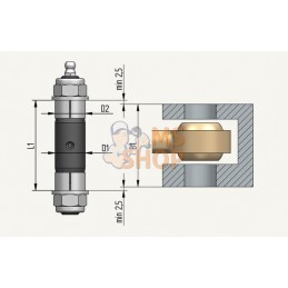 Axe Extenderbolt Ø25x95mm bague Ø25mm canal de graissage | LT EXTENDERBOLT Axe Extenderbolt Ø25x95mm bague Ø25mm canal de graiss