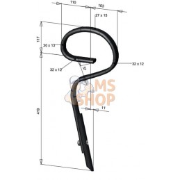 Dent à ressort 32x12x536mm droit avec pointe | NON ORIGINAL Dent à ressort 32x12x536mm droit avec pointe | NON ORIGINALPR#898893
