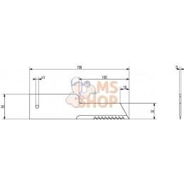 Couteau broyeur de paille  198x50x3mm Ø 6.5mm | NON ORIGINAL Couteau broyeur de paille  198x50x3mm Ø 6.5mm | NON ORIGINALPR#9678