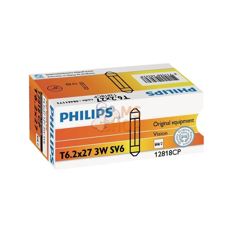 Ampoule T6,2x27 - 12V-3W - SV6 | PHILIPS Ampoule T6,2x27 - 12V-3W - SV6 | PHILIPSPR#785164