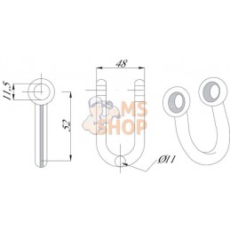 Manille pour fléau Ø11mm 48x52mm utilisavle pour Ferri | UNBRANDED Manille pour fléau Ø11mm 48x52mm utilisavle pour Ferri | UNBR