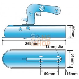 Tête d'attelage 750kg 50/50 mm | UNBRANDED Tête d'attelage 750kg 50/50 mm | UNBRANDEDPR#875149