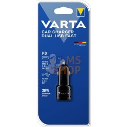 Chargeur de voiture double USB type C | VARTA CONSUMER BATTERIES Chargeur de voiture double USB type C | VARTA CONSUMER BATTERIE