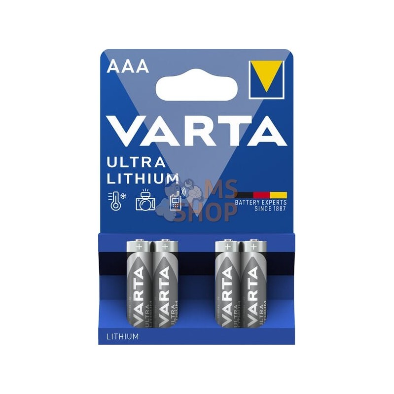 Pile lithium 1,5V AAA (4) | VARTA CONSUMER BATTERIES Pile lithium 1,5V AAA (4) | VARTA CONSUMER BATTERIESPR#885510