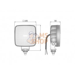 Feu de travail LED, R23, 22 W, 1600 lm, carré, 12-24 V, 105x105x50 mm, faisceau large, Wesem  | WESEM Feu de travail LED, R23, 2