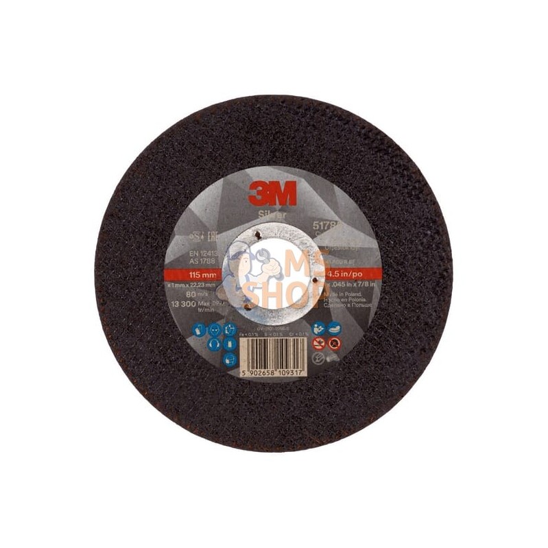 Disque à tronçonner T41 - 115x1x22,23mm | 3M Disque à tronçonner T41 - 115x1x22,23mm | 3MPR#505630 Disque à tronçonner T41 - 115x1x22,23mm | 3M Disque à tronçonner T41 - 115x1x22,23mm | 3MPR#505630