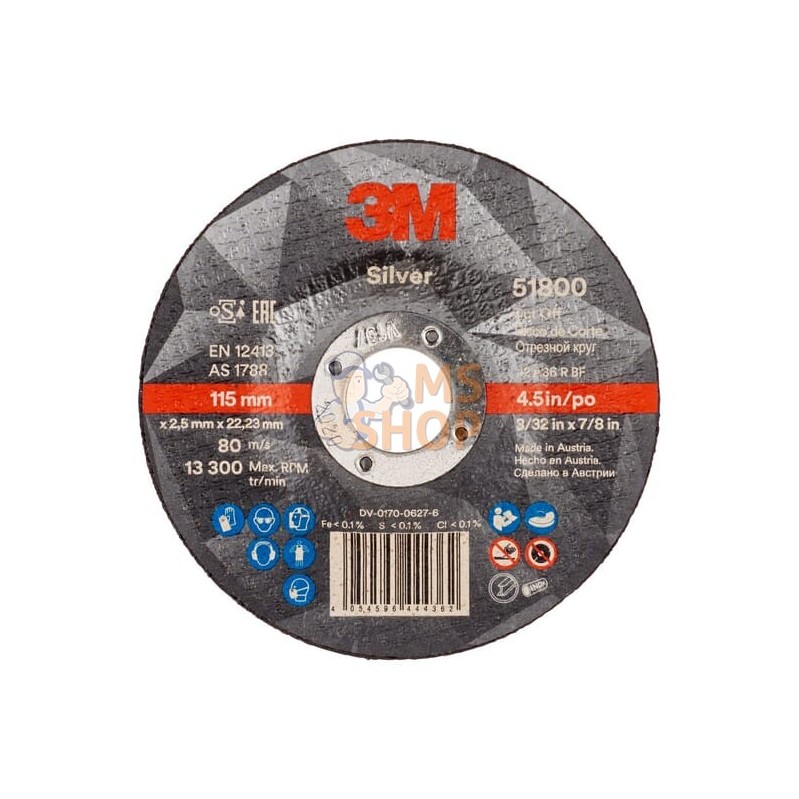 Disque à tronçonner 51800 T42 115x2,5x22,23 mm | 3M Disque à tronçonner 51800 T42 115x2,5x22,23 mm | 3MPR#505635 Disque à tronçonner 51800 T42 115x2,5x22,23 mm | 3M Disque à tronçonner 51800 T42 115x2,5x22,23 mm | 3MPR#505635