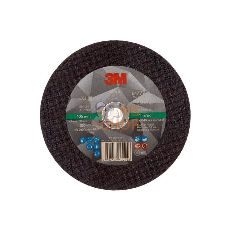 Disque à tronçonner, T41, 105x1x10mm, 3M™ Silver | 3M Disque à tronçonner, T41, 105x1x10mm, 3M™ Silver | 3MPR#1074296 Disque à tronçonner, T41, 105x1x10mm, 3M™ Silver | 3M Disque à tronçonner, T41, 105x1x10mm, 3M™ Silver | 3MPR#1074296