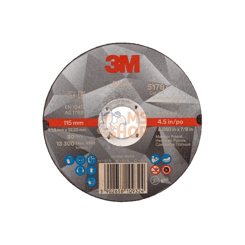 Disque à tronçonner T41 - 115x1,6x22,23mm | 3M Disque à tronçonner T41 - 115x1,6x22,23mm | 3MPR#505628 Disque à tronçonner T41 - 115x1,6x22,23mm | 3M Disque à tronçonner T41 - 115x1,6x22,23mm | 3MPR#505628