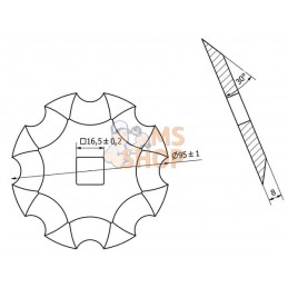Disque à tronçonner Ø95x8mm ; 16,5x16,5 ; Z=8 | NON ORIGINAL Disque à tronçonner Ø95x8mm ; 16,5x16,5 ; Z=8 | NON ORIGINALPR#1121