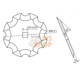 Disque à tronçonner Ø95x5mm ; 11x11 ; Z=8 | NON ORIGINAL Disque à tronçonner Ø95x5mm ; 11x11 ; Z=8 | NON ORIGINALPR#1121932